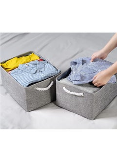 GOLDEN MILLION Storage Bins with Sturdy Cotton Handles Fabric Baskets for Organizing Closet Boxes  - Image 4