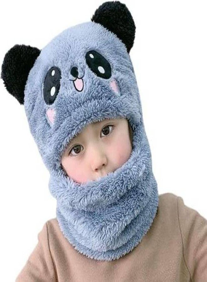 LAVI Baby Knit Beanie Hat Scarf Set Toddler Girls Boys Winter Warm Pom Pom Capset Neck Warmer | Monkey Cap | (2-12 Yrs) - Blue - Image 1