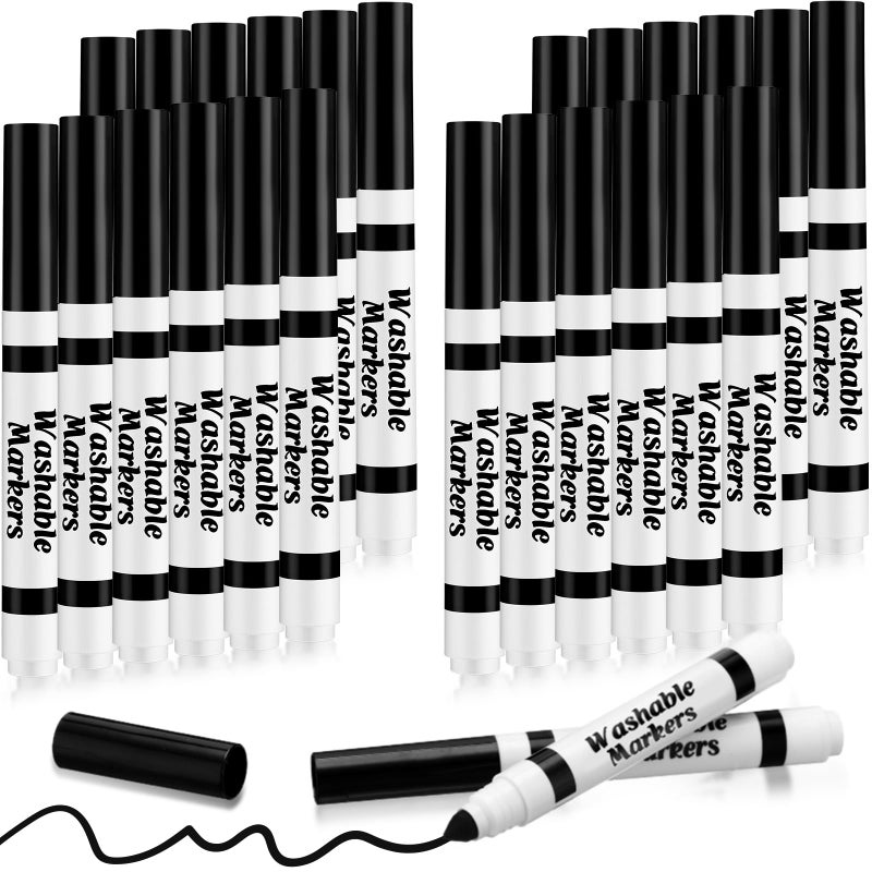Janlaugh 24 Pcs Washable Markers Bulk Broad Line Markers Coloring Conical Tip Large pens for Kids art projects, Teachers, Students, Toddlers, Party Favors, Classrooms, Donations(Black) - Image 1