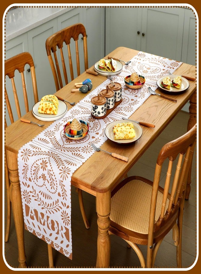 Jingmore 6 Pack Mexican Talavera Table Runner 13.5 x 73" Linen Cielito Lindo Baby Shower Decorations for Cinco De Mayo Dia De Los Muertos Fiesta Party Wedding Birthday Baby Shower & Home Decor - Image 1