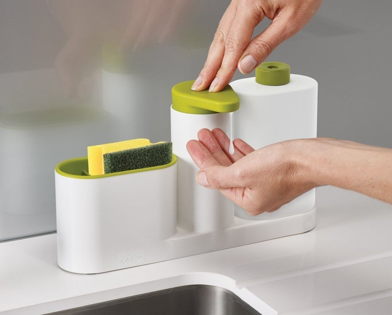 Surfexa Kitchen Dish Soap Dispenser with Sponge Holder 2022 Newest 2in1 Countertop Soap Pump Dispenser for Kitchen Sink Dishwashing Soap Dispenser 125 Ounces SoapNew Sink Tidy - Image 4