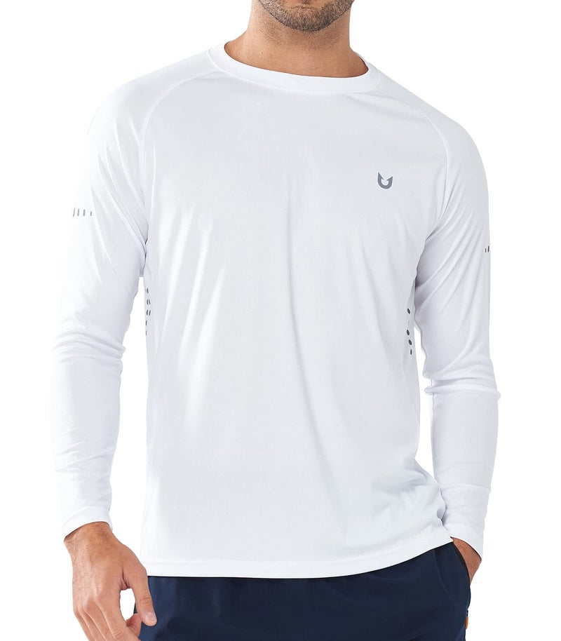 NORTHYARD Men's Sun Protection Shirts UPF 50+ Long Sleeve Swim Rash Guard Shirt Running Workout Athletic Hiking UV Fishing White XL - Image 1