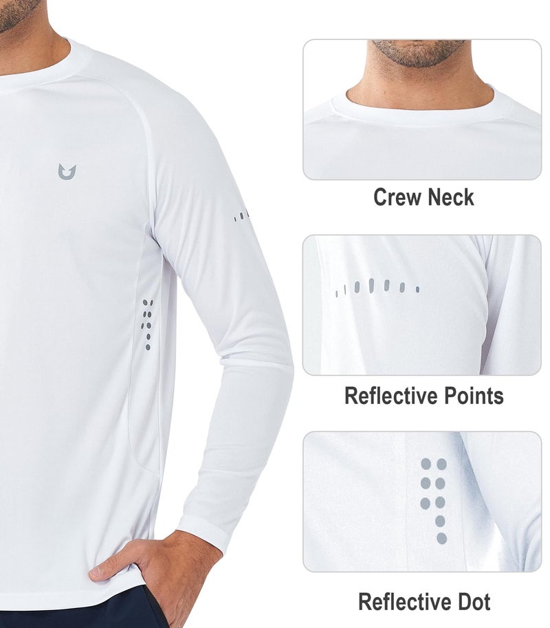 NORTHYARD Men's Sun Protection Shirts UPF 50+ Long Sleeve Swim Rash Guard Shirt Running Workout Athletic Hiking UV Fishing White XL - Image 4