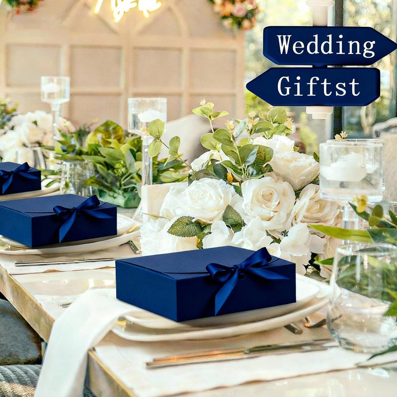 WLUSEAXI 10pack Gift Boxes with Lids, 6.5''x6.5''x2'' Blue Gift Boxes For Presents, Paper Boxes with Ribbon for Birthday Wedding Party Chocolate Candy - Image 3