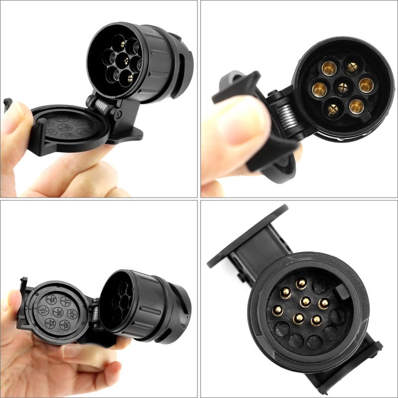 QWORK ® 13 Pin to 7 Pin and 7 Pin to 13 Pin Towing Adapter, Waterproof Towing Hook Adapter 12 V for Trailers and Caravans - Image 4
