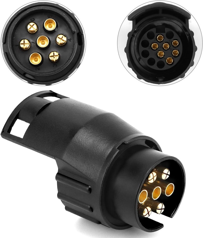 QWORK ® 13 Pin to 7 Pin and 7 Pin to 13 Pin Towing Adapter, Waterproof Towing Hook Adapter 12 V for Trailers and Caravans - Image 2