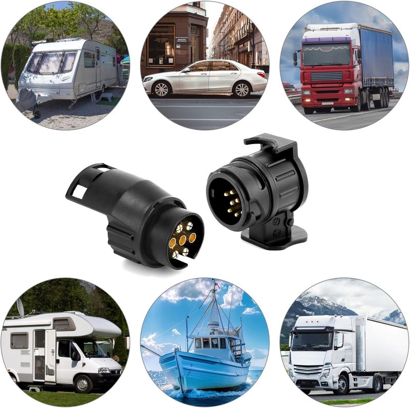 QWORK ® 13 Pin to 7 Pin and 7 Pin to 13 Pin Towing Adapter, Waterproof Towing Hook Adapter 12 V for Trailers and Caravans - Image 3