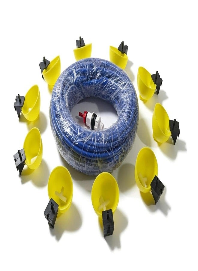 Bethlehem Farm Pigeon Bird Water Cup Drinker with Tube Set 30 Meter | Automatic Bird Watering System | Durable Plastic Cup for Pigeons, Hens, Parrots & Poultry Birds (Pack of 10piecs) - Image 1