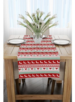 Cango Home Red Green Christmas Themed Digital Printed Runner CGH224-RN  - Image 1