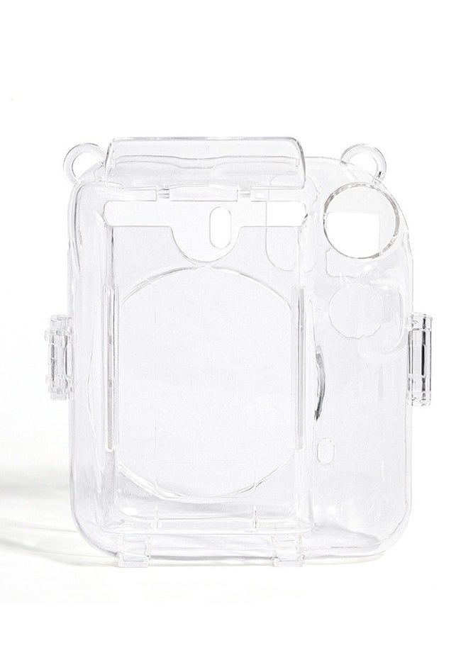 Generic - 3 Pack Clear Camera Case Compatible with Fujifilm Instax Mini 12 Instant Camera - Mini 12 Hard Case with Photo Pocket Holds on Back and Adjustable Shoulder Strap & Cute Camera Sticker (Pink) - Image 1