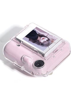 Generic 3 Pack Clear Camera Case Compatible with Fujifilm Instax Mini 12 Instant Camera - Mini 12 Hard Case with Photo Pocket Holds on Back and Adjustable Shoulder Strap & Cute Camera Sticker (Pink)  - Image 4