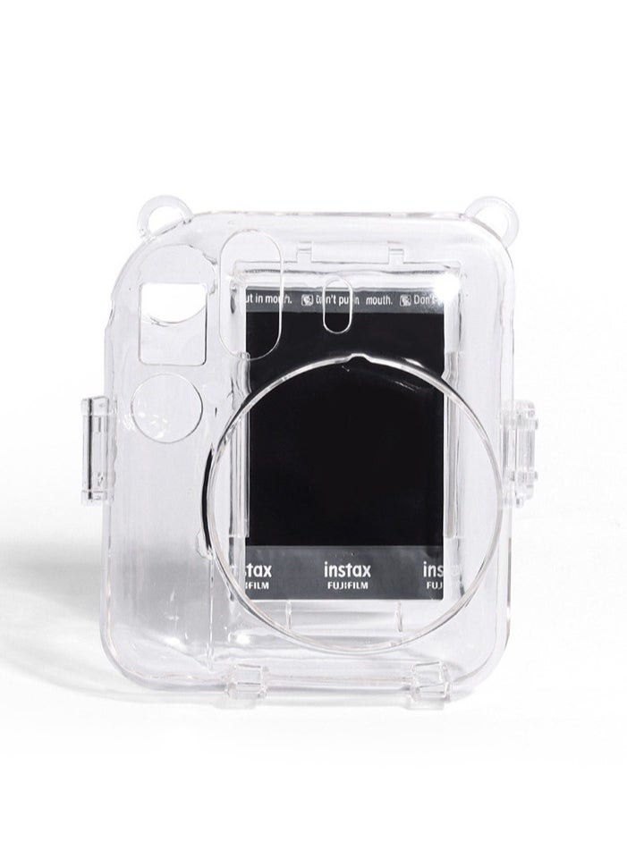 Generic - 3 Pack Clear Camera Case Compatible with Fujifilm Instax Mini 12 Instant Camera - Mini 12 Hard Case with Photo Pocket Holds on Back and Adjustable Shoulder Strap & Cute Camera Sticker (Pink) - Image 1