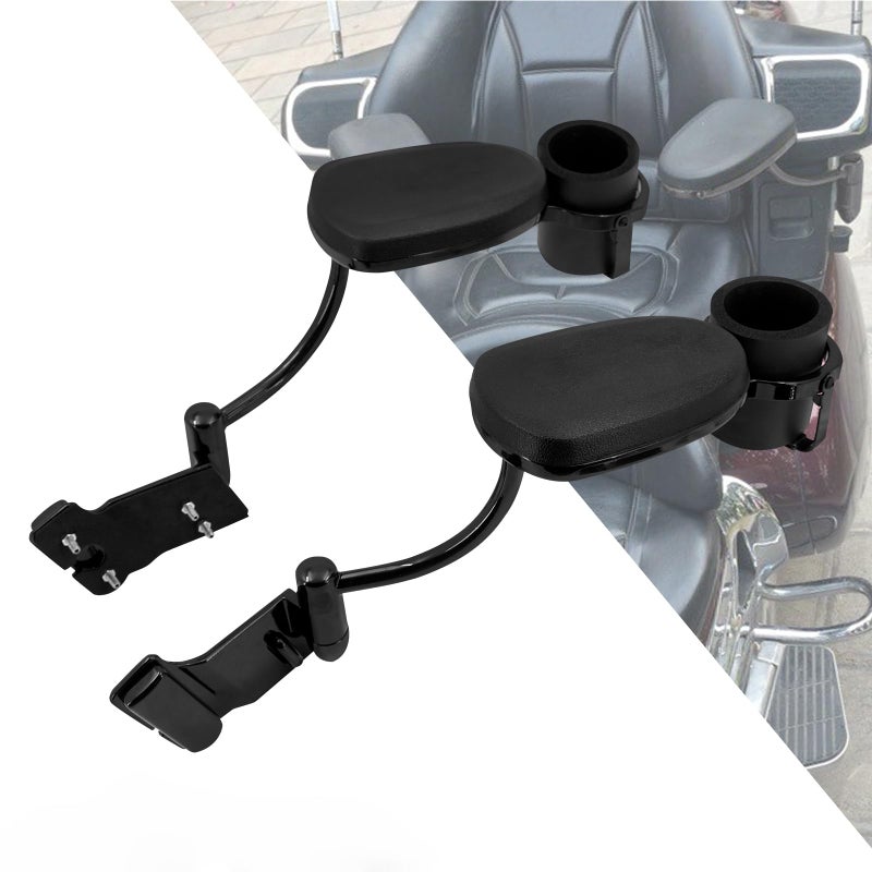 HDBUBALUS Motorcycle Passenger Armrests with Cup Holder Fit for Honda Goldwing GL1800 20012017 Black