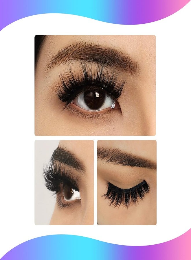 Jozlynn False Mink Lashes Fluffy Eyelashes Natural LookWispy Lash Curl Strips Eyelash 14 Pairs Reusable False Lashes (Black) - Image 3