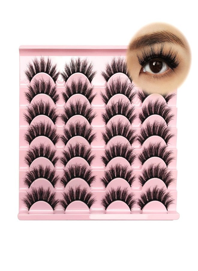 Jozlynn False Mink Lashes Fluffy Eyelashes Natural LookWispy Lash Curl Strips Eyelash 14 Pairs Reusable False Lashes (Black) - Image 1