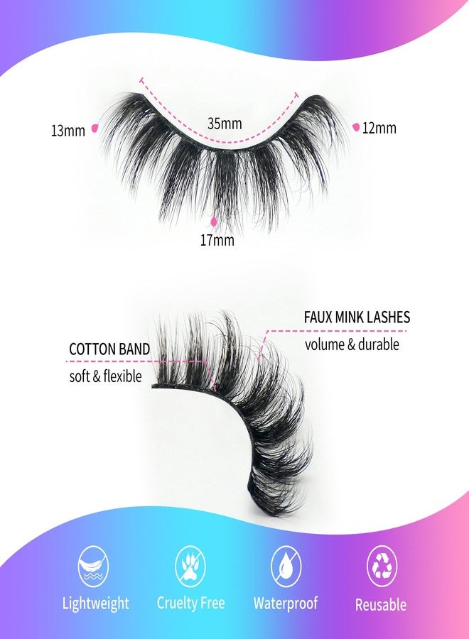 Jozlynn False Mink Lashes Fluffy Eyelashes Natural LookWispy Lash Curl Strips Eyelash 14 Pairs Reusable False Lashes (Black) - Image 2