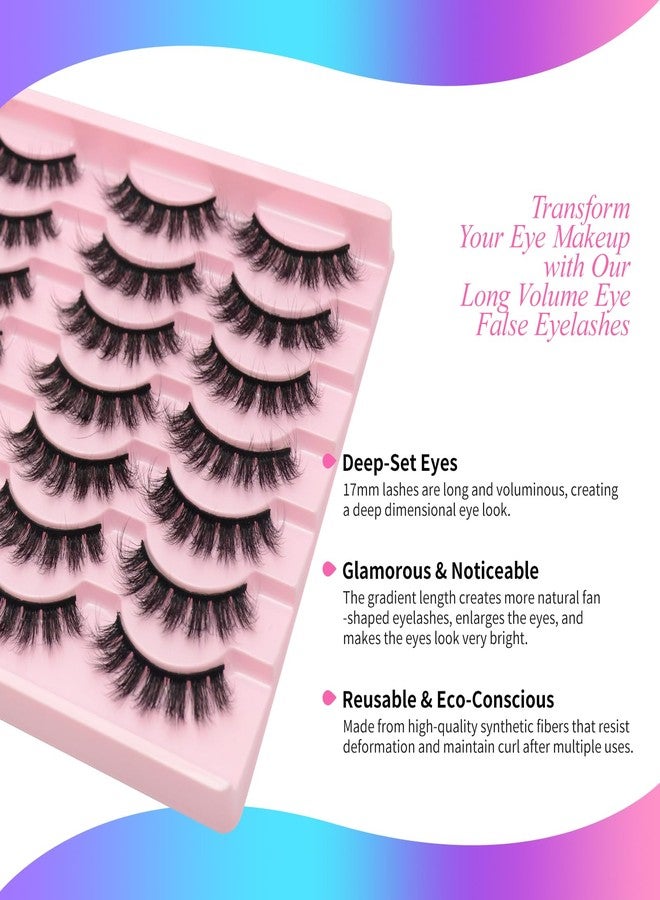 Jozlynn False Mink Lashes Fluffy Eyelashes Natural LookWispy Lash Curl Strips Eyelash 14 Pairs Reusable False Lashes (Black) - Image 5