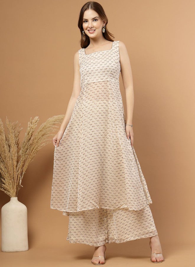 RAASSIO طقم كورتا وبلازو مزخرف هندسي للنساء - Image 1