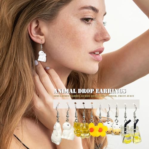 EIELO 30 Pairs Weird Cute Funny Earrings Gummy Bear Duck Drop Dangle Earrings for Women Aesthetic Earrings Food Animal Earrings Set - Image 3