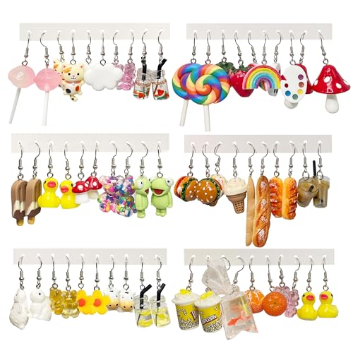 EIELO 30 Pairs Weird Cute Funny Earrings Gummy Bear Duck Drop Dangle Earrings for Women Aesthetic Earrings Food Animal Earrings Set - Image 1