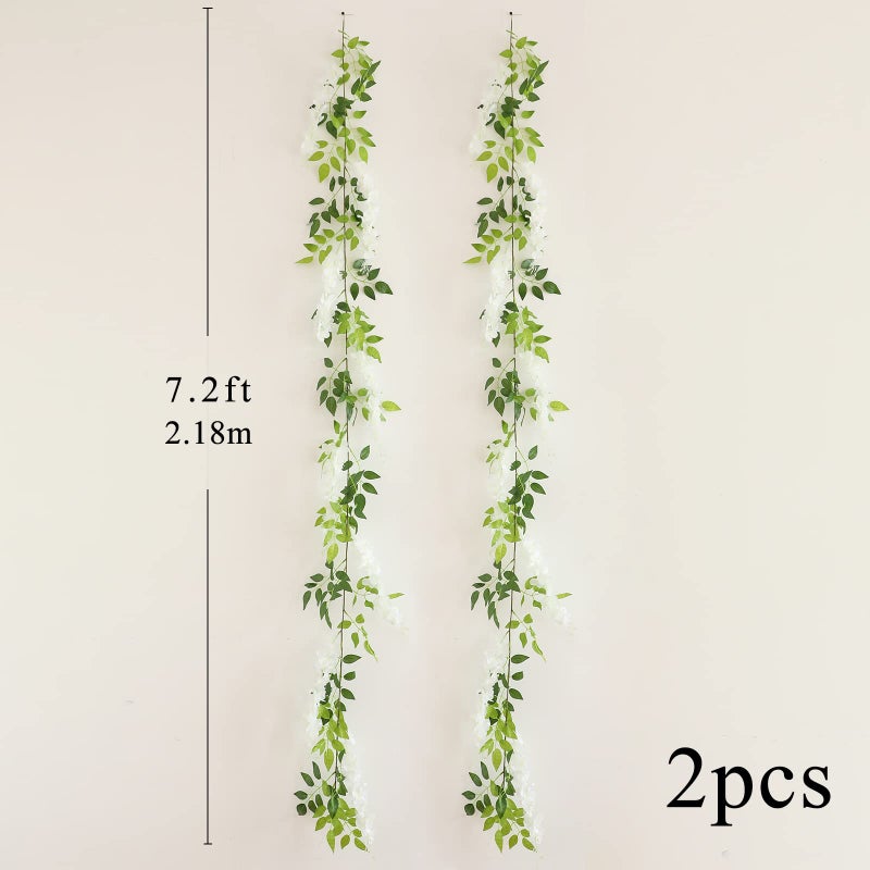 dallisten Wisteria Artificial Flowers Garland, 2Pcs 7.2Ft/Piece Silk Fake Wisteria Vine Kit, Hanging Flower for House Outdoor Garden Ceremony Outside Wedding Arch Floral Decor (2, White) - Image 4