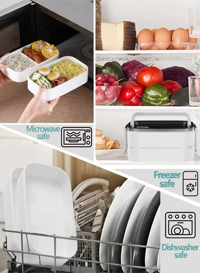 Koogis 2- Layer Leakproof Bento Box-Large Lunch Box with Compartments und Cutlery Set-Food Picks for Lunch Box Containers for Adults-Microwave Food SafeBento Boxes  - Image 3