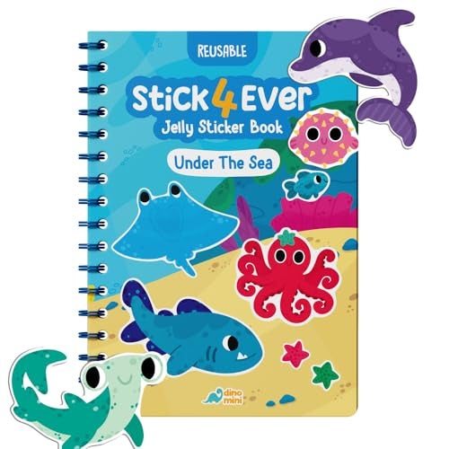 DINO MINI Stick4Ever Jelly Sticker Book for Kids Waterproof Easy to Clean Reusable Sticker Book for Toddlers Reusable Road Trip Activities for Kids Stocking Stuffers for ToddlersUnder The Sea - Image 1