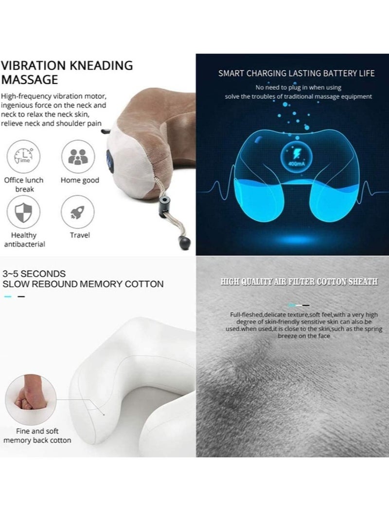 Rechargeable U Shaped Cervical Massage Pillow Neck Massager Vibration Neck Massage Pillow, Multifunctional Shoulder and Neck Electric Massager for Relax Muscles Fatigue - Image 4