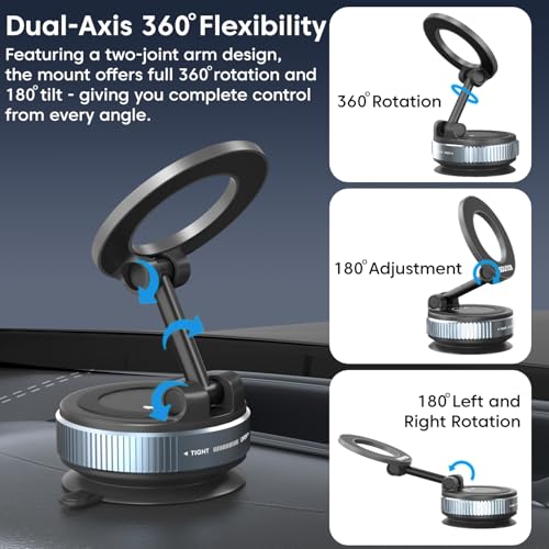 Sounce Universal Magnetic Phone Mount with 360° Rotation and Cup, Designed for Hands-Free Use in Cars, Home Gyms, Mirrors, and Showers, Compatible with All Smartphones – Extended - Image 3