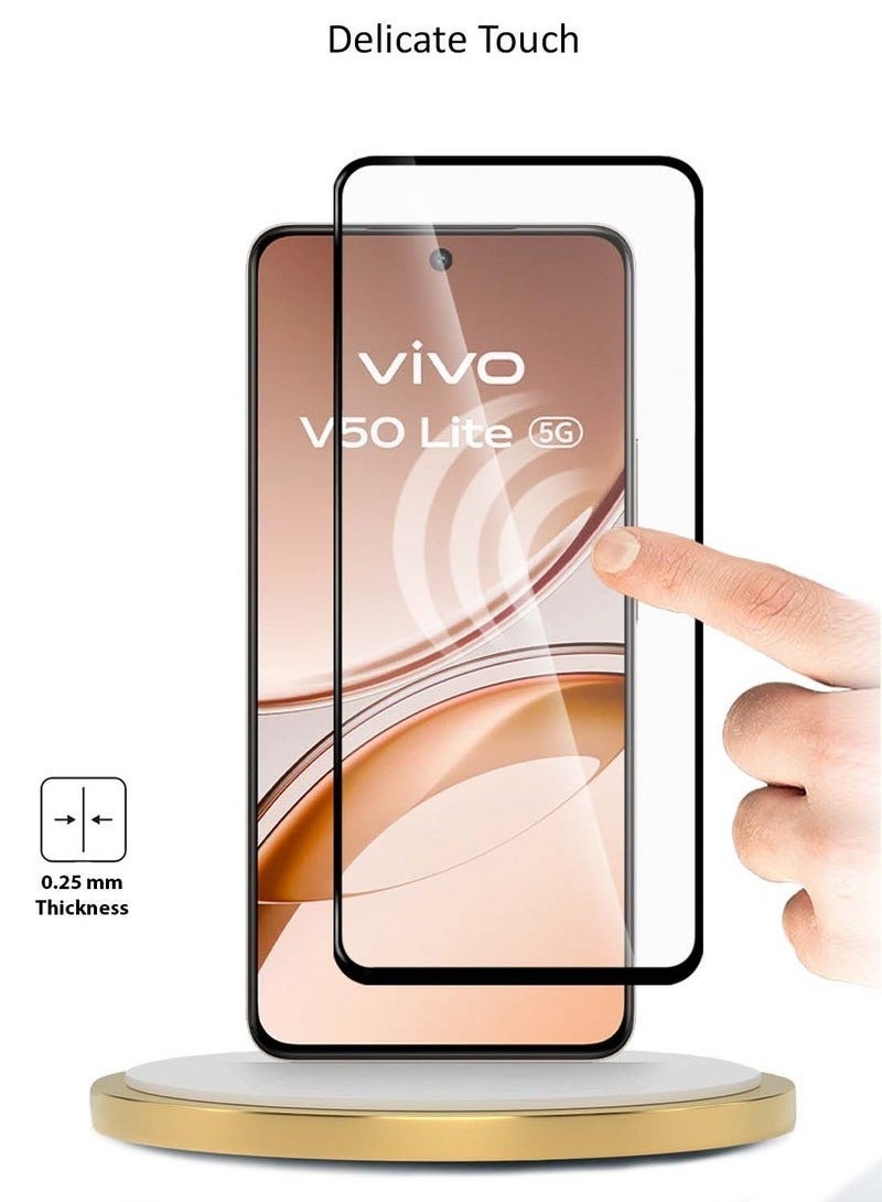 راكسوم واقي شاشة زجاجي مقوى من سلسلة E2E المميزة لهاتف فيفو V50 لايت 4G 2025 - تغطية كاملة شفافة/سوداء مع التصاق كامل بالغراء، صلابة 9H، حماية من الخدوش، شاشة فائقة الوضوح، تركيب خالٍ من الفقاعات - Image 3