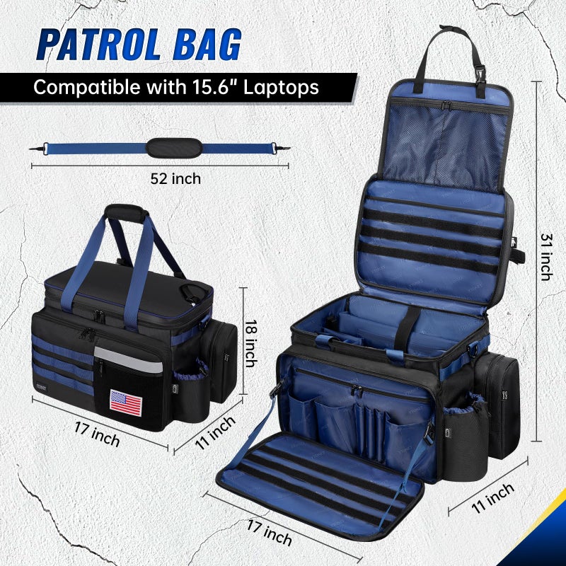 Ytonet Patrol Bag Law Enforcement, Extra Large Police Gear Bag for Car Front Seat Organizer with a MOLLE Pouch & 15.6In Laptop Layer, Multiple Compartments Police Duty Bags Fit Vehicle Passenger Seat, Black - Image 4