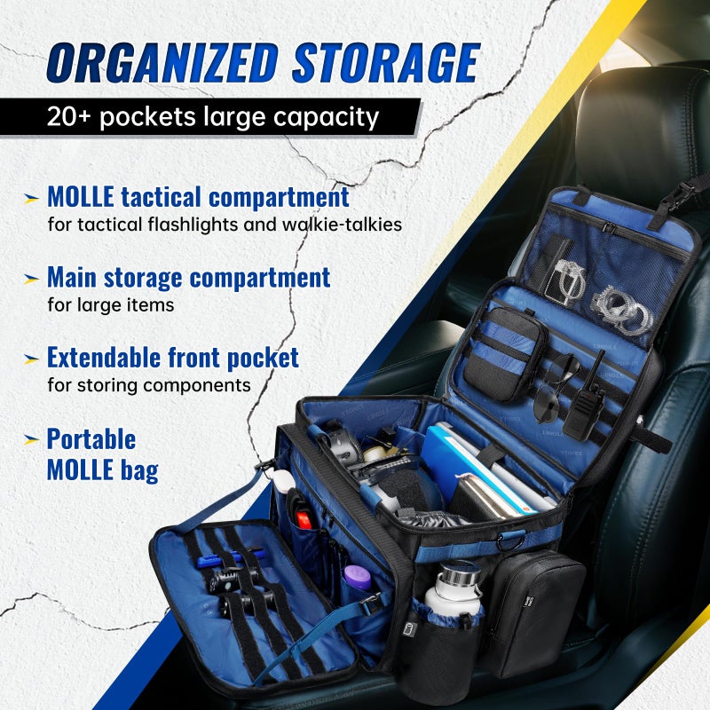 Ytonet Patrol Bag Law Enforcement, Extra Large Police Gear Bag for Car Front Seat Organizer with a MOLLE Pouch & 15.6In Laptop Layer, Multiple Compartments Police Duty Bags Fit Vehicle Passenger Seat, Black - Image 3