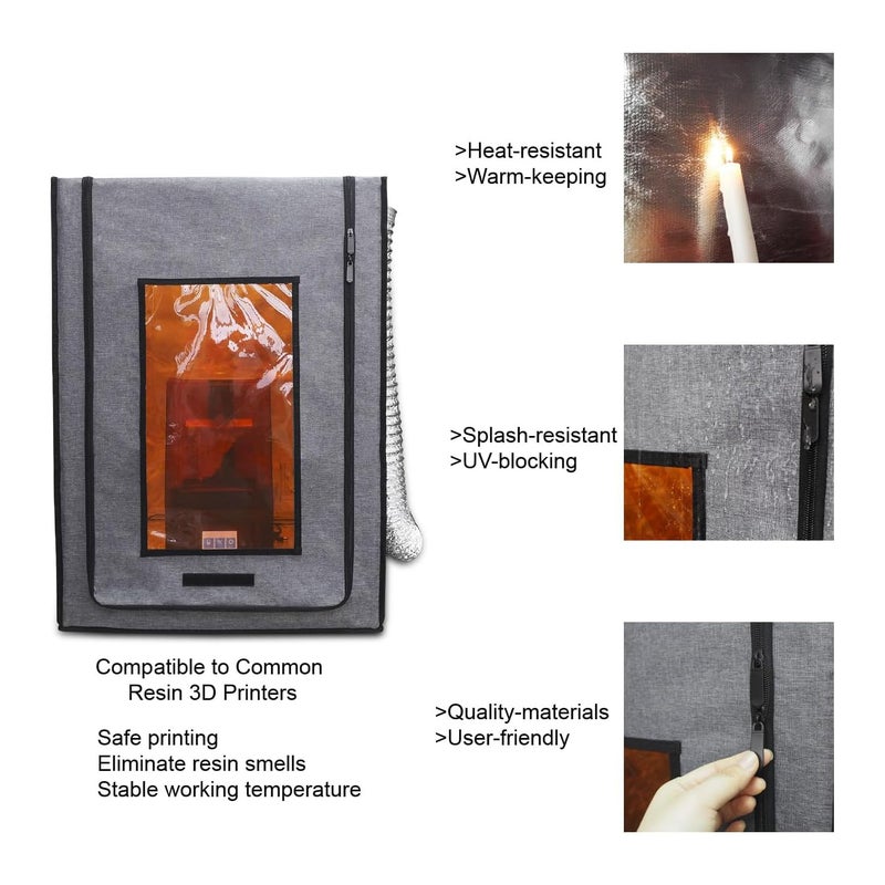 DORUNDEA Multifunctional 3D Printer Enclosure w/Adjustable Ventilation Kit Eliminate Odors Tent Cover Compatible with Anycubic Photon Mono, Elegoo Saturn/Mars 3/4 & Creality Halot Series Resin 3D Printer - Image 4