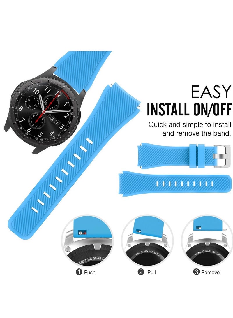 Silicone Band 20MM Strap For Samsung Gear Sport/Watch 6/5/4/5 Pro 45mm/S2 classic/active 2 40mm 44mm/Amazfit GTS/2/2e/GTS3/3 Pro/2 Mini/3 Mini/Bip 3/Bip 3 Pro sky Blue - Image 5