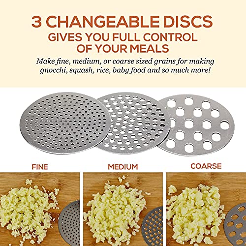 TASKHOUSE Stainless Steel Potato Ricer & Masher Heavy Duty with 3 Interchangeable Discs, Long Handle for Mashed Potatoes, Vegetables, Fruits, Baby Food - Image 4