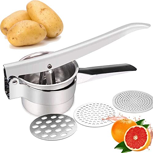 TASKHOUSE Stainless Steel Potato Ricer & Masher Heavy Duty with 3 Interchangeable Discs, Long Handle for Mashed Potatoes, Vegetables, Fruits, Baby Food - Image 1