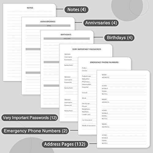 Blugool Address Book with Alphabetical Tabs, Hardcover Password Book, Address Organizer Keep Track of Phone Numbers, Special Days, Birthdays, Anniversaries and Notes (5.3'' x 7.7", Black) - Image 4