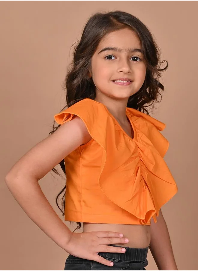 LILPICKS LilPicks Ruffled V Neck Crop Top