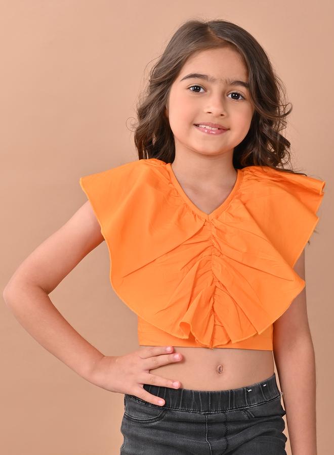 ليل بيكس بلوزة قصيرة مكشكشة بياقة على شكل حرف - Image 3