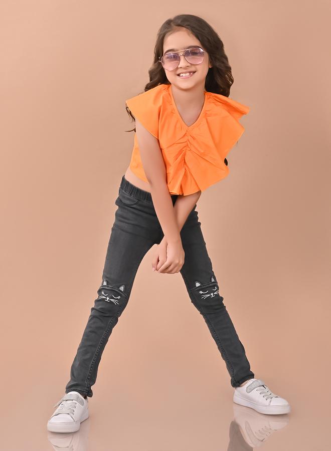 ليل بيكس بلوزة قصيرة مكشكشة بياقة على شكل حرف - Image 4