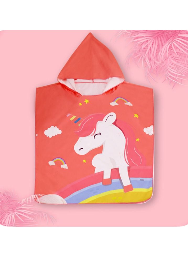 Loquat With Hood Coral Fleece Cloaks Bath Towel