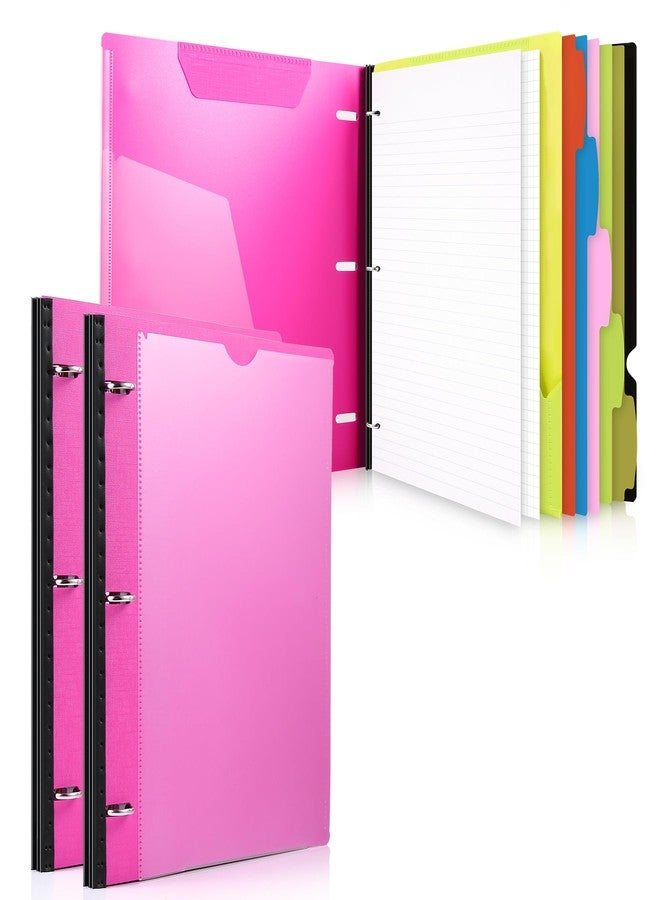 WOT I 2-Pack Telescoping 3 Ring Binder Notebooks - Customizable Cover, 5 Dividers & Pocket Folder in One Slim Organizer (60 Sheets Included), Pink - Image 1