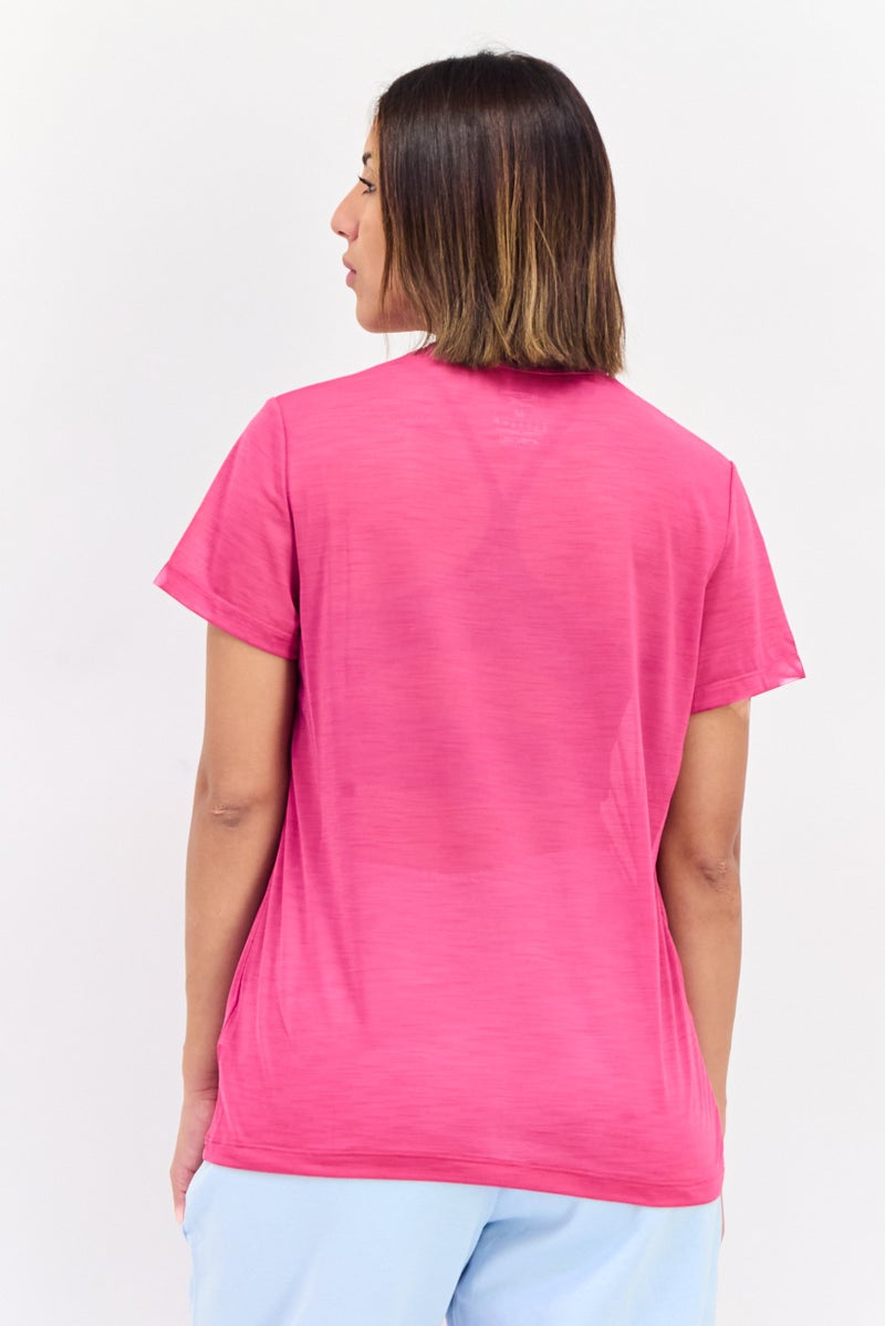 Reebok Women Sportswear Fit Short Sleeve Outdoor Top, Magenta  - Image 3