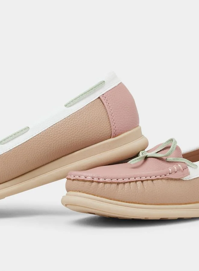 Styli Pink Color Block Bow Detail Shoes for Women | Best Price UAE