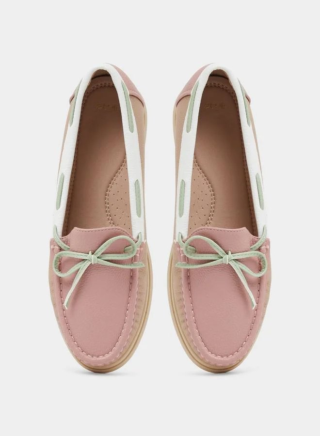 Styli Pink Color Block Bow Detail Shoes for Women | Best Price UAE