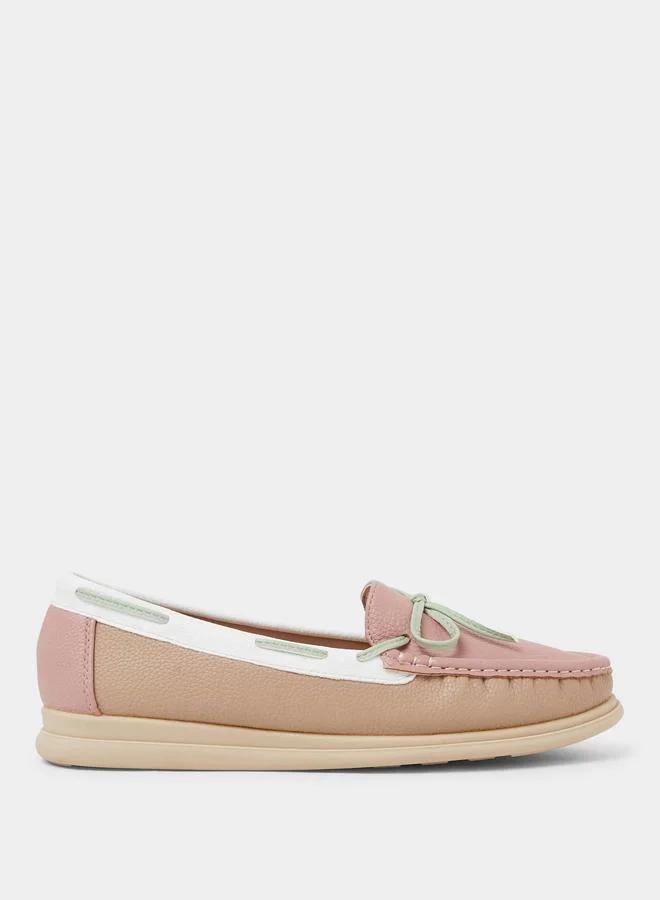 Color Block Bow Detail Shoes