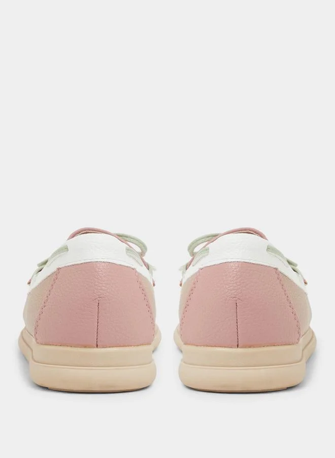 Styli Pink Color Block Bow Detail Shoes for Women | Best Price UAE