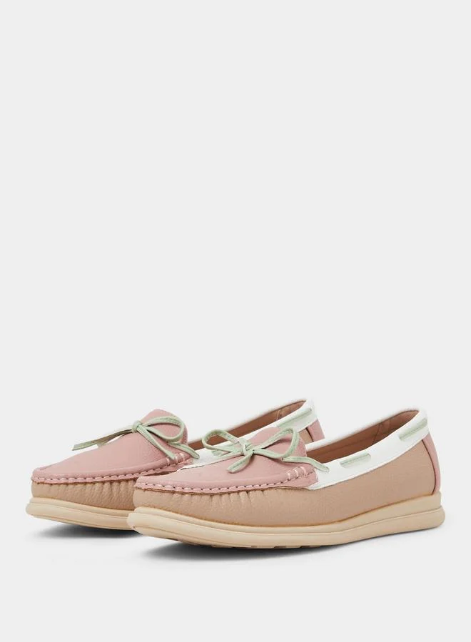Styli Pink Color Block Bow Detail Shoes for Women | Best Price UAE