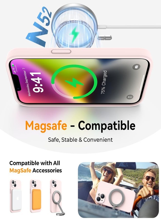 AOTESIER Magnetic for iPhone 14 Case, Upgraded [Camera Protection] [Compatible with MagSafe] Food Grade Silicone Phone Case with [2 Screen Protectors], 6.1 inch, Chalk Pink - Image 2