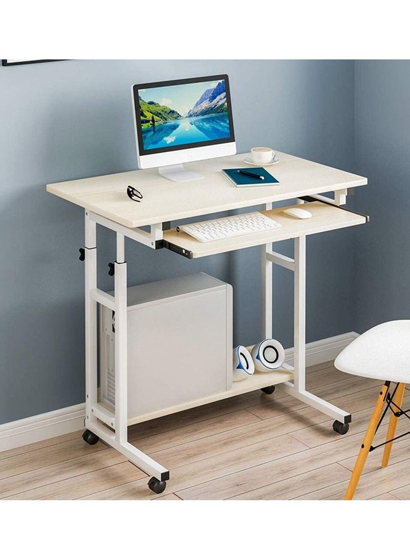 طاولة مكتب قابلة للتعديل مع عجلات طاولة لاب توب متحركة طاولة فوق السرير ارتفاع صينية مكتب منزلي لجهاز الكمبيوتر بجانب السرير أو الأريكة - Image 1